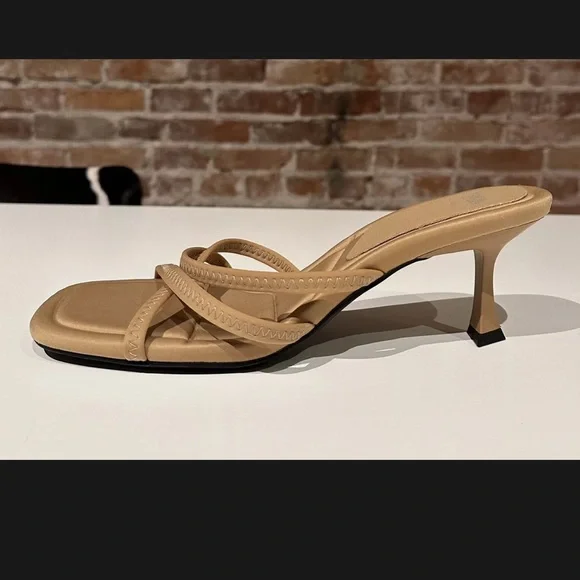 Zara Tan Neoprene Heel Sandals Size 41 - Picture 4 of 9
